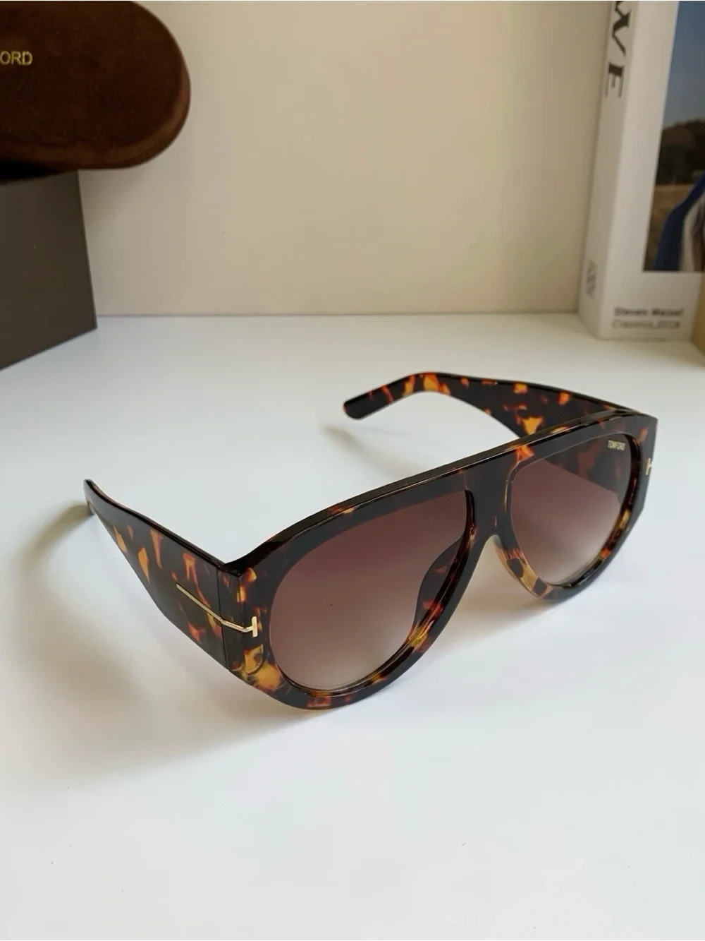 Tom Ford Men’s Tortoiseshell Sunglasses with Brown Gradient Lenses
